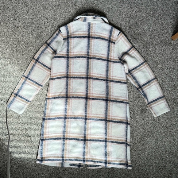 Rachel Zoe Plaid Coat in White and Blue - Picture 3 of 3